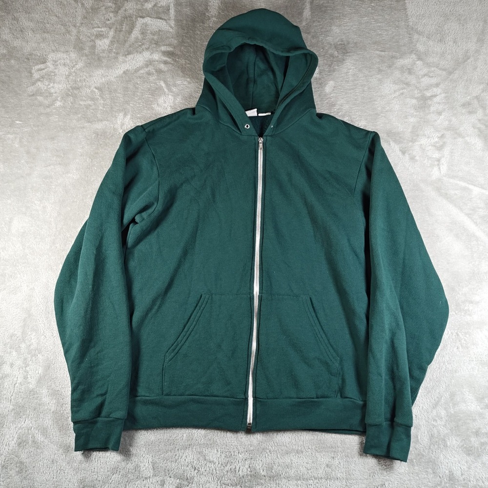 Vintage American Apparel Hoodie Men Large F497 Full Zip Fleece Made In USA Y2k